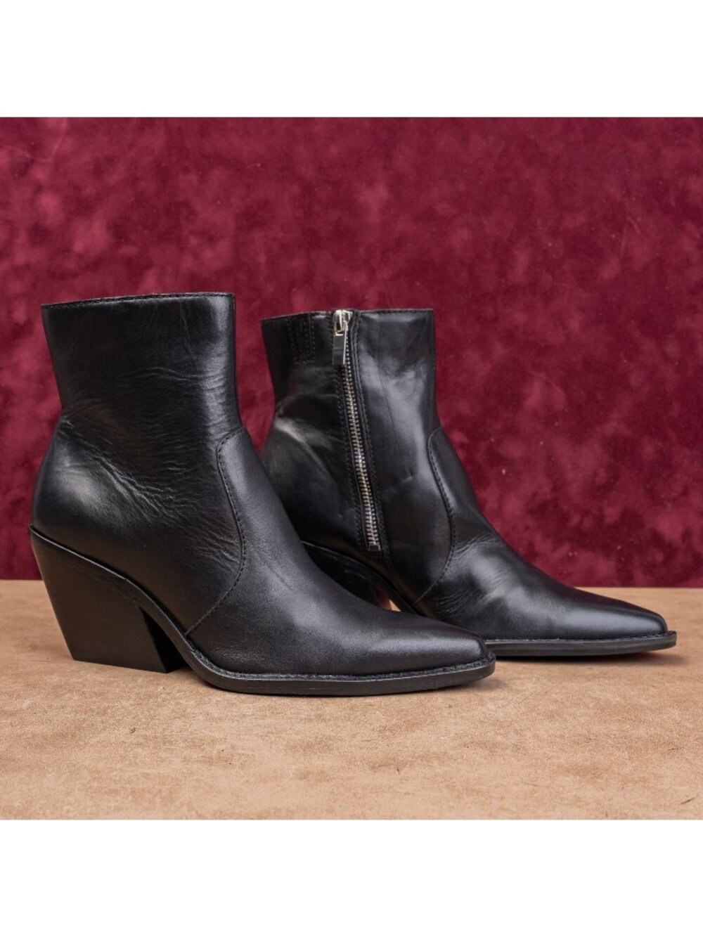Dolce Vita Women Western Cowboy Black Leather Ankle Boots sz 7.5